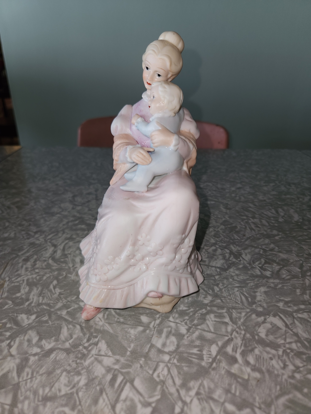 Vintage 1980's Flambro Imports Porcelain Mother and Child Musical